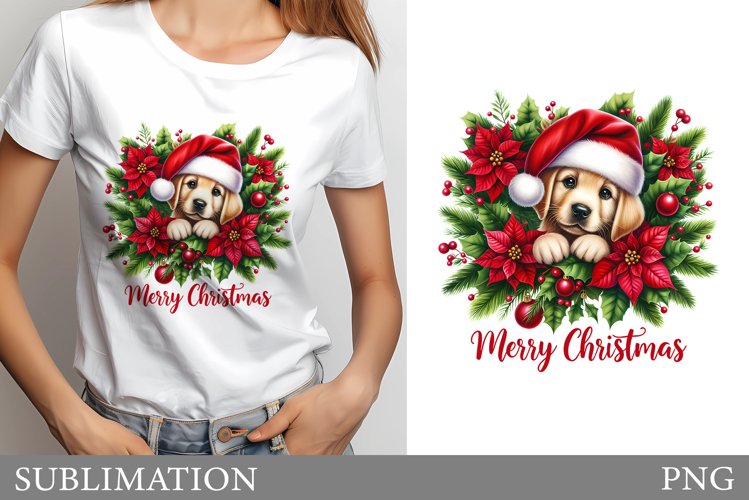 Christmas Dog Sublimation. Christmas T-Shirt Sublimation