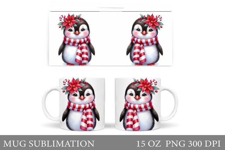 Christmas Penguin Mug Design. Christmas Mug Sublimation example image 1