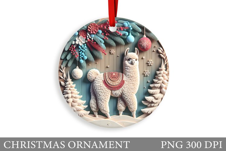 Cute Lama Christmas Ornament. Christmas Ornament Sublimation example image 1