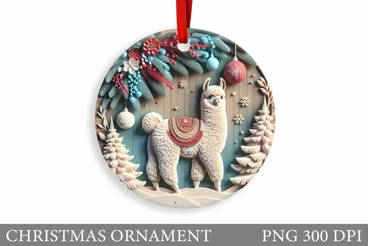 Cute Lama Christmas Ornament. Christmas Ornament Sublimation