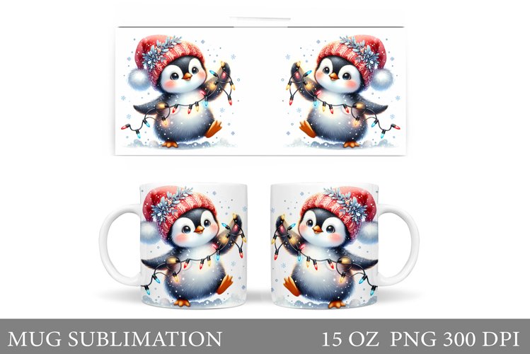 Christmas Penguin Mug Design. Christmas Mug Sublimation example image 1