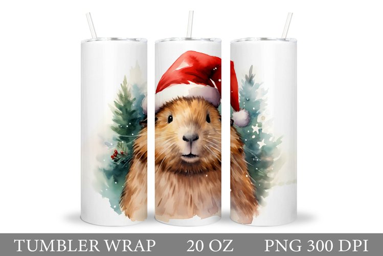 Christmas Capybara Tumbler Wrap. Winter Capybara Tumbler