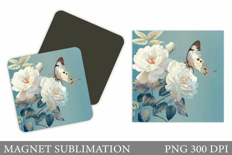 Butterfly Magnet Sublimation. Flowers Magnet Design
