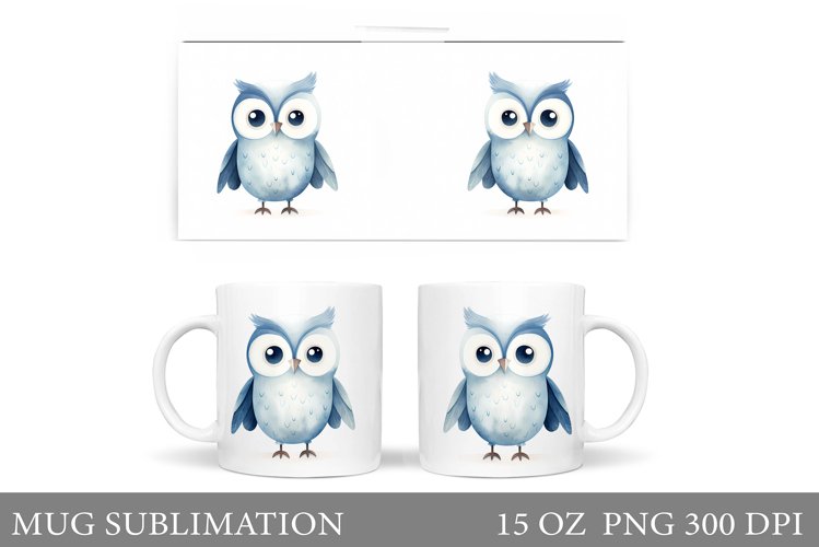 Cute Owl Mug Wrap Design. Owl Mug Sublimation