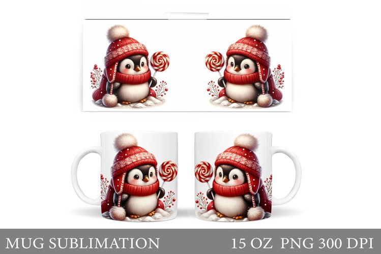 Christmas Penguin Mug Design. Christmas Mug Sublimation