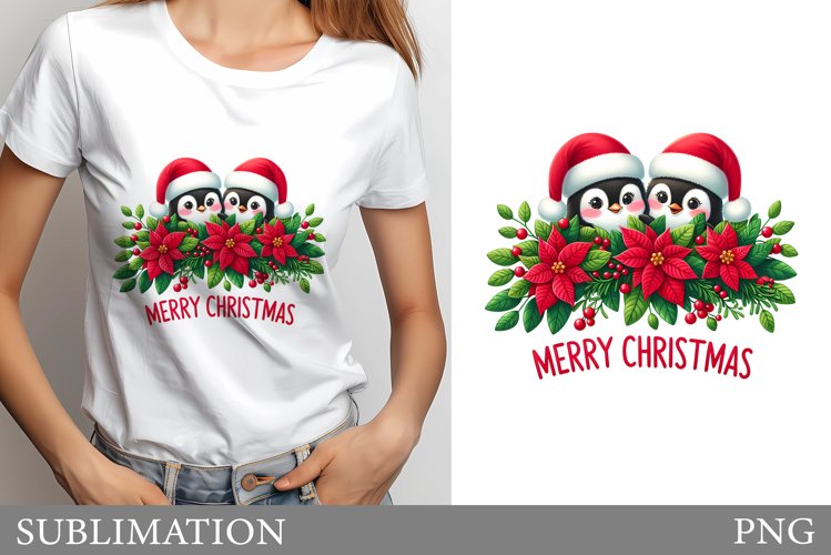 Cute Penguin Sublimation. Christmas T-Shirt Sublimation example image 1