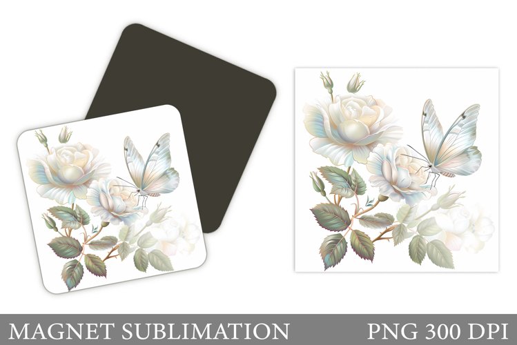 Butterfly Magnet Sublimation. Flowers Roses Magnet Design example image 1