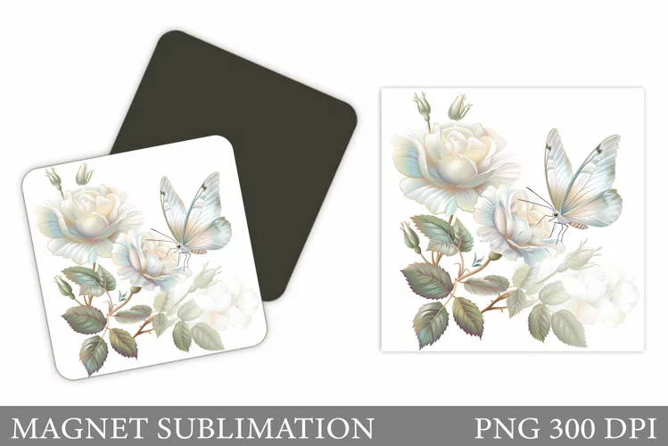 Butterfly Magnet Sublimation. Flowers Roses Magnet Design