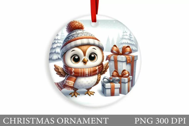 Christmas Owl Christmas Ornament. Christmas Owl Sublimation