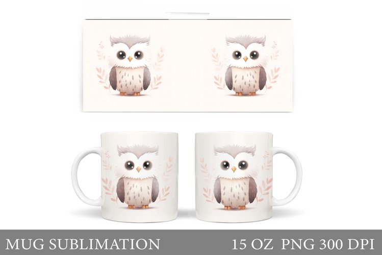 Cute Owl Mug Wrap Design. Owl Mug Wrap Sublimation