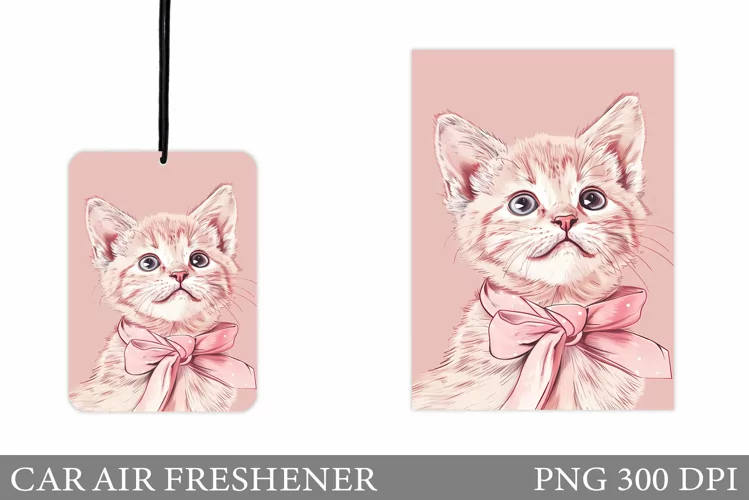 Cute Cat Car Air Freshener Design. Cute Cat Sublimation