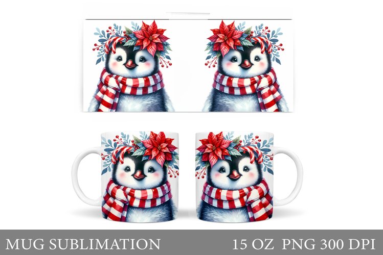 Christmas Penguin Mug Design. Christmas Mug Sublimation example image 1