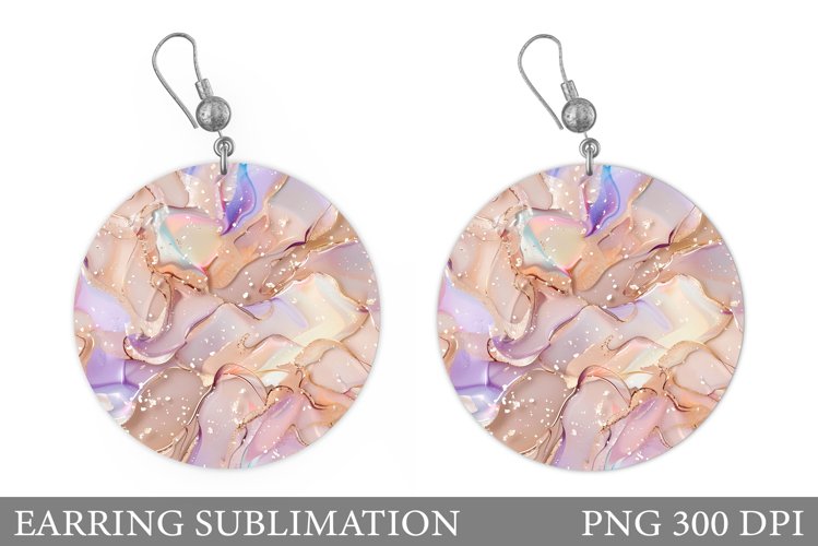Alcohol Ink Earring Design. Abstract Round Earring example image 1