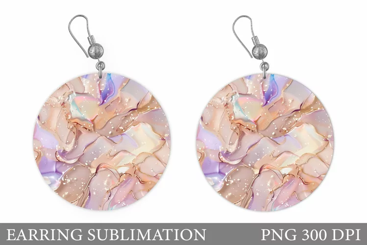Alcohol Ink Earring Design. Abstract Round Earring