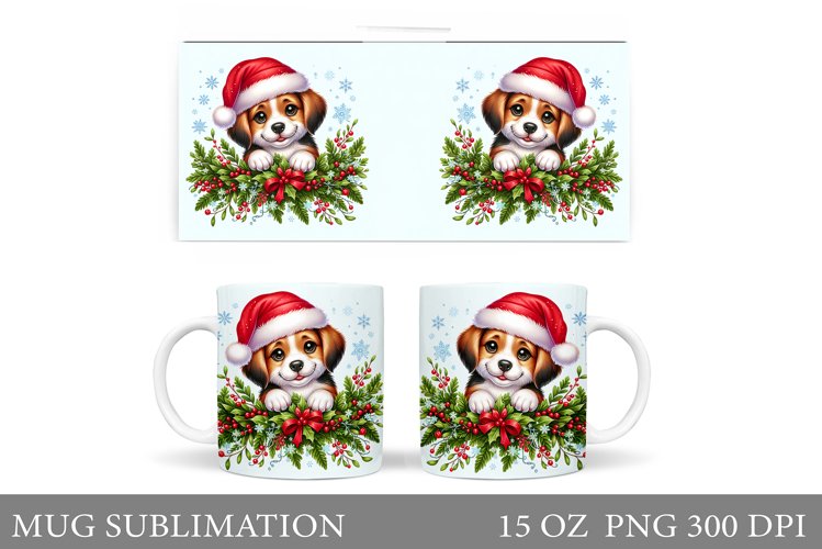 Christmas Dog Mug Design. Christmas Mug Sublimation