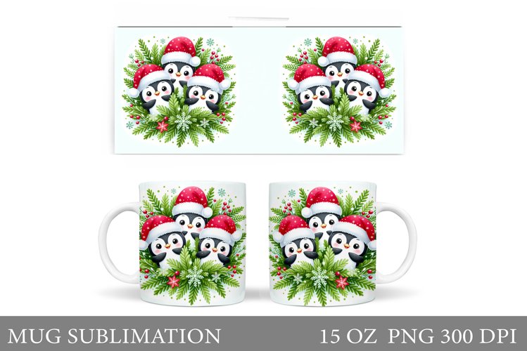 Christmas Penguin Mug Design. Christmas Mug Sublimation example image 1