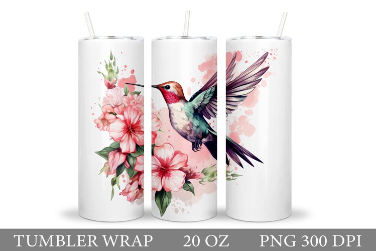 Hummingbird Tumbler Sublimation. Bird Flowers Tumbler