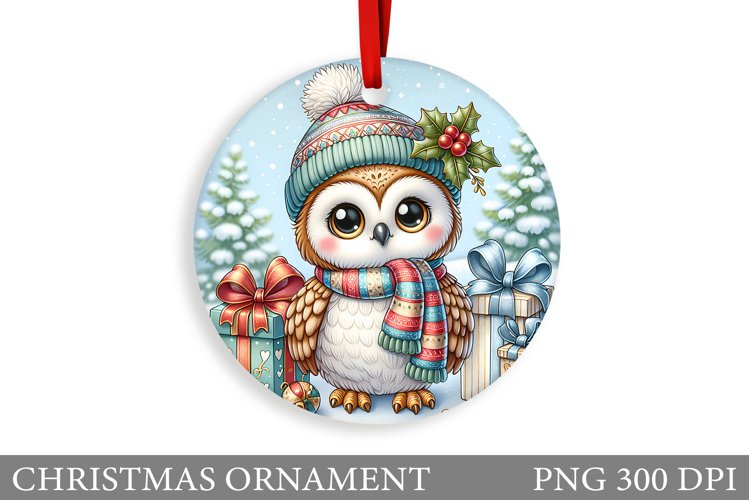 Christmas Owl Christmas Ornament. Christmas Owl Sublimation