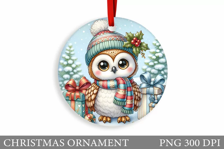 Christmas Owl Christmas Ornament. Christmas Owl Sublimation