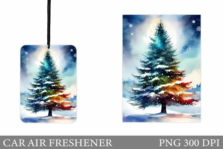 Watercolor Christmas Tree Car Air Freshener Sublimation