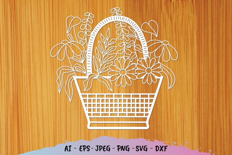 Flower in Parcel Basket SVG
