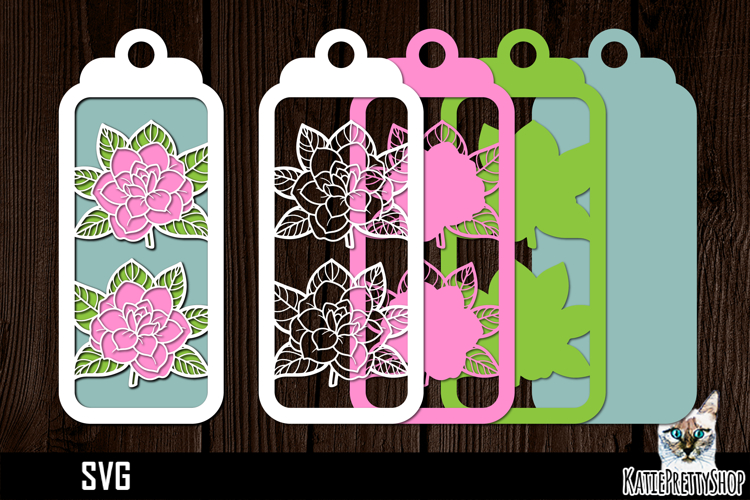 3d layered papercut bookmark, Flower bookmark svg
