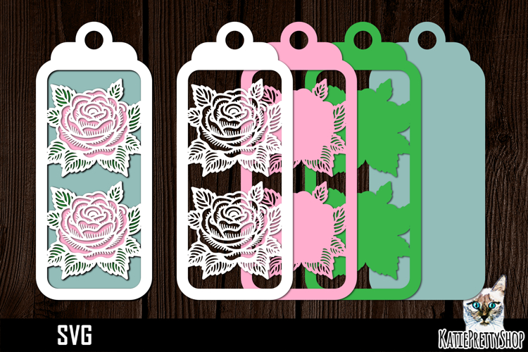 3d layered papercut bookmark, Flower bookmark svg