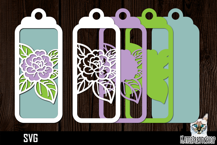 3d layered papercut bookmark, Flower bookmark svg