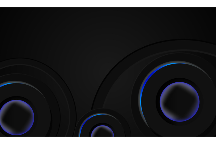 Abstract black geometric wallpaper background with blue neon