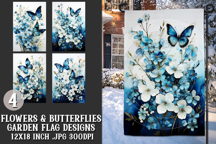 Butterfly Garden Flags, Sublimation Butterfly Backgrounds, 1