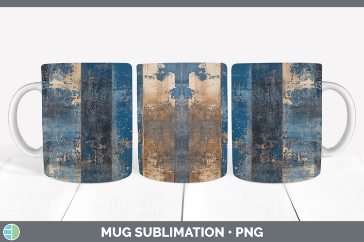 Abstract Blue Mug Wrap Sublimation Coffee Cup Designs