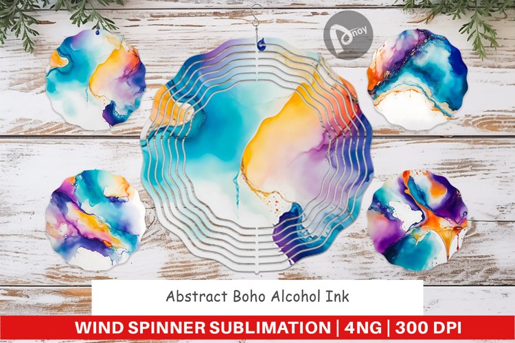 Wind Spinner Abstract Boho Alcohol Ink example image 1