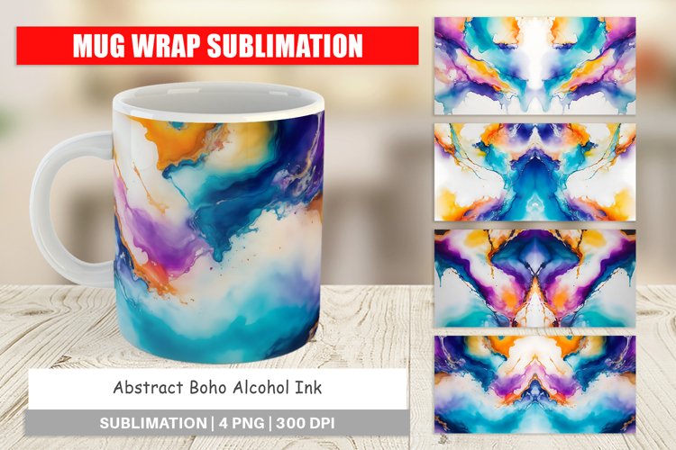 Mug sublimation design Abstract Boho Alcohol Ink example image 1