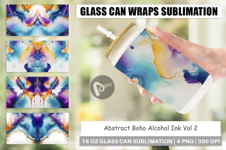 Glass Can Wraps Abstract Boho Alcohol Ink example image 1