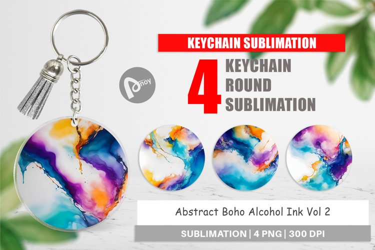 Keychain Abstract Boho Alcohol Ink