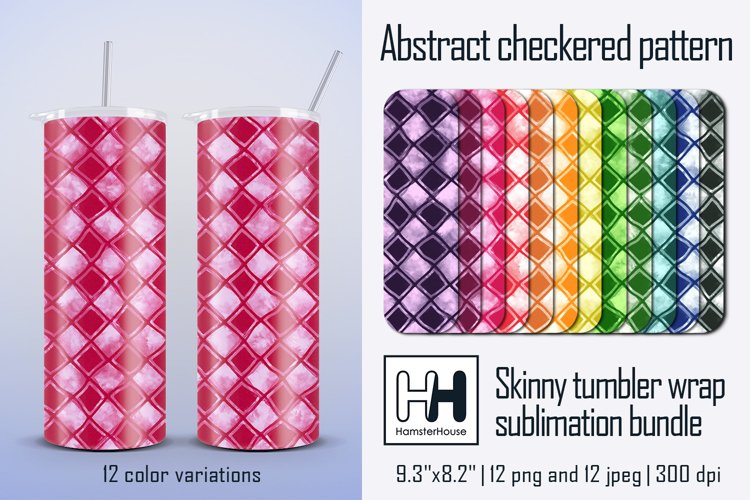 Abstract checkered pattern skinny tumbler wrap sublimation