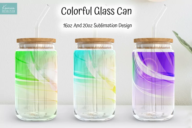 Colorful Abstract Glass Can Wrap Sublimation Design