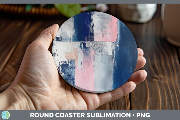 Abstract Dark Blue Round Coaster Sublimation Coaster Designs