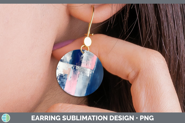 Abstract Dark Blue Round Earrings Sublimation Earrings Desig