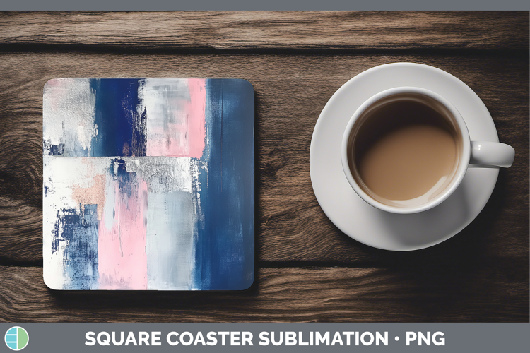 Abstract Dark Blue Square Coaster Sublimation Coaster Design