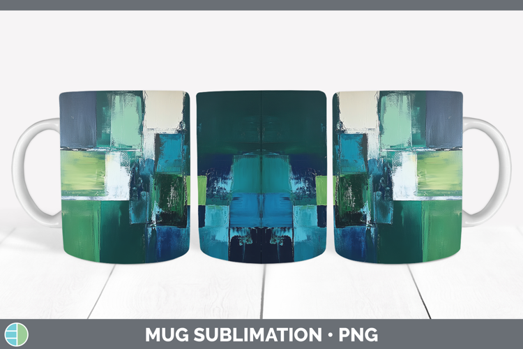Abstract Dark Green Mug Wrap Sublimation Coffee Cup Designs