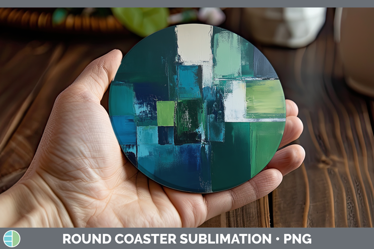Abstract Dark Green Round Coaster Sublimation Coaster Design