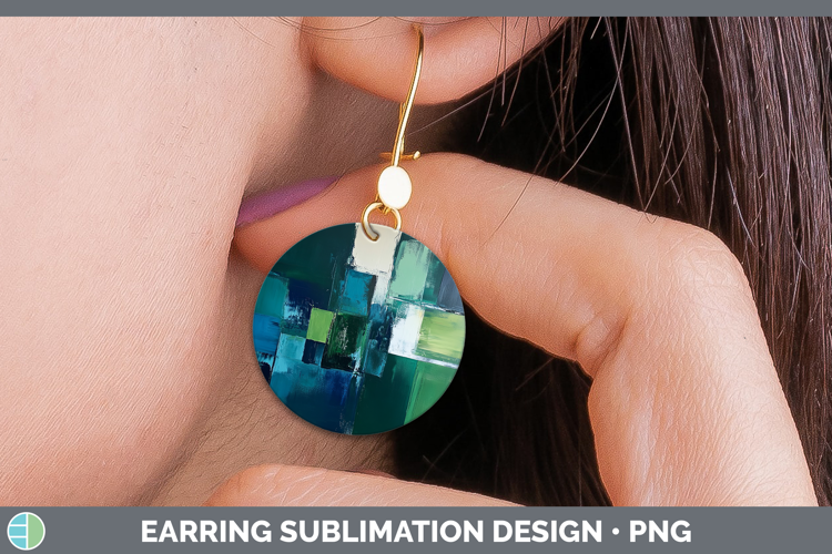 Abstract Dark Green Round Earrings Sublimation Earrings Desi