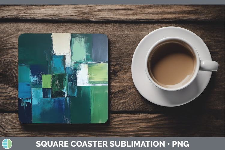 Abstract Dark Green Square Coaster Sublimation Coaster Desig