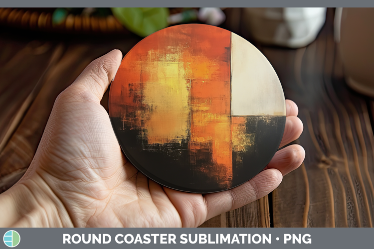 Abstract Dark Orange Round Coaster Sublimation Coaster Desig