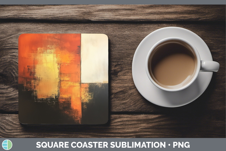 Abstract Dark Orange Square Coaster Sublimation Coaster Desi
