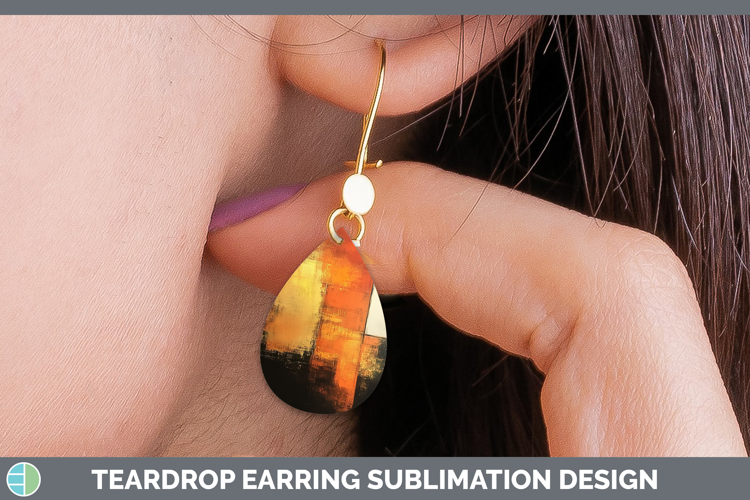 Abstract Dark Orange Teardrop Earrings Sublimation Earrings