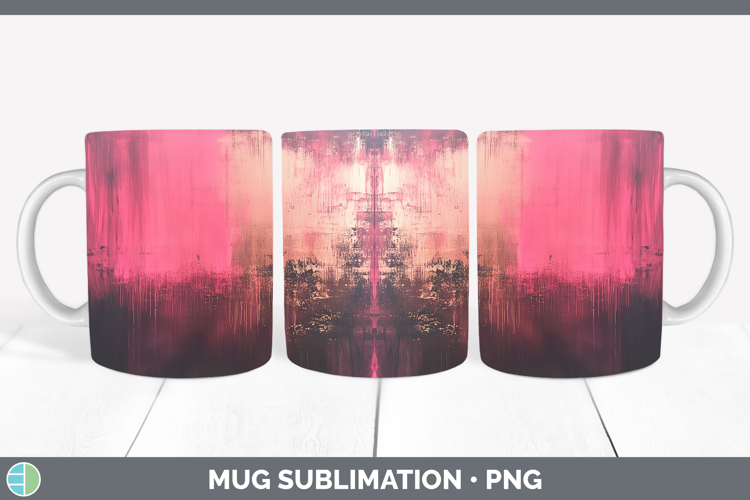 Abstract Dark Pink Mug Wrap Sublimation Coffee Cup Designs