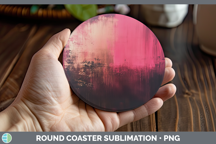 Abstract Dark Pink Round Coaster Sublimation Coaster Designs