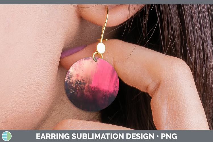 Abstract Dark Pink Round Earrings Sublimation Earrings Desig